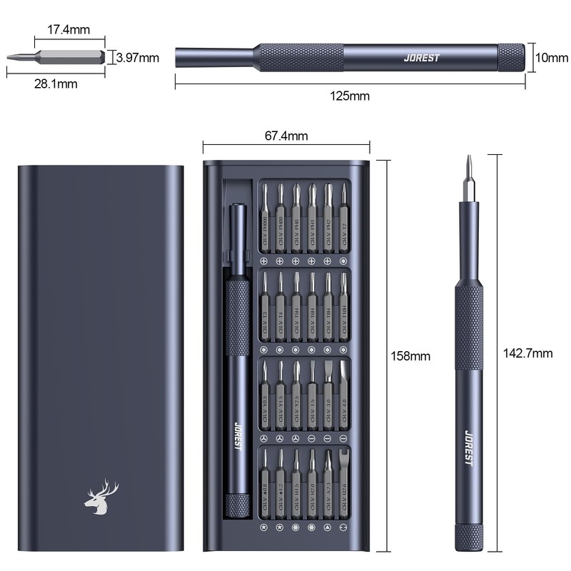 JOREST 25-IN-1 Precision Screwdriver Set, Mini Repair Tool Kit with Colorful gallery