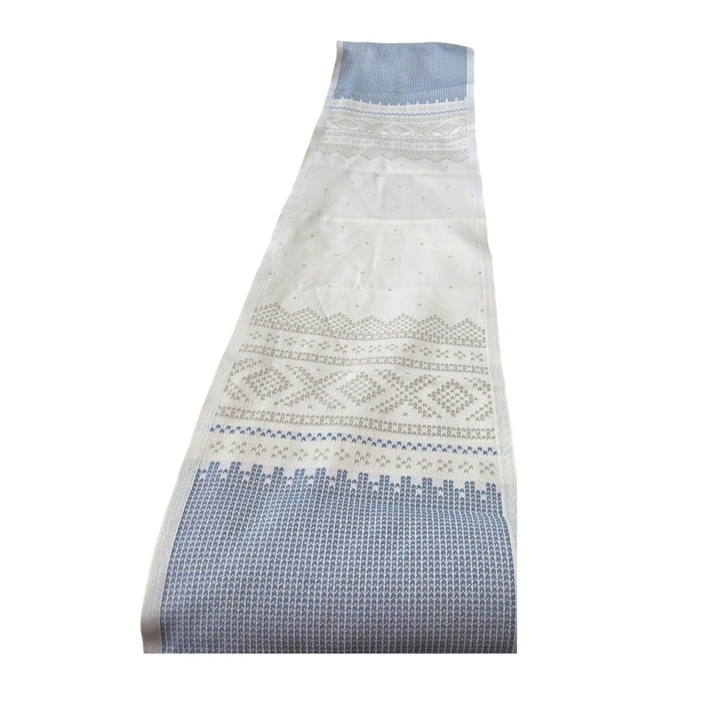 Marius by Ekelund Table Runner Blue Organic Cotton Scandinavian Woven 14x57