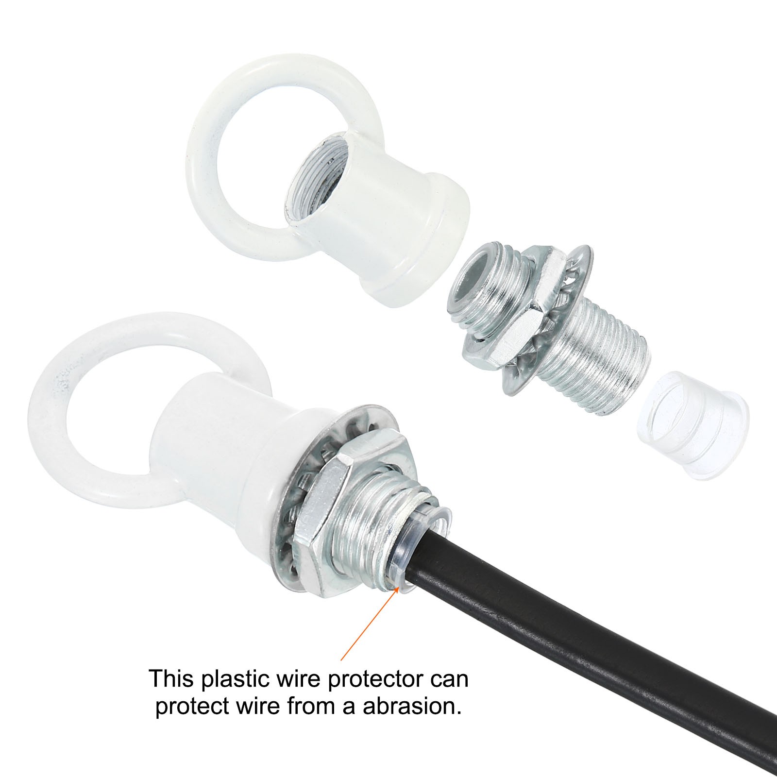 3set 8kg M10 Thread Lifting Eye Nut Female Loop Holder 14mm Hook Ring White gallery