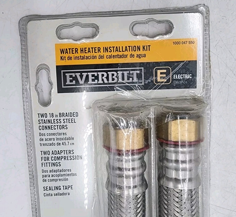 Everbilt Electric Water Heater Installation Kit 18" Braided Stainless Steel 2 Pc gallery