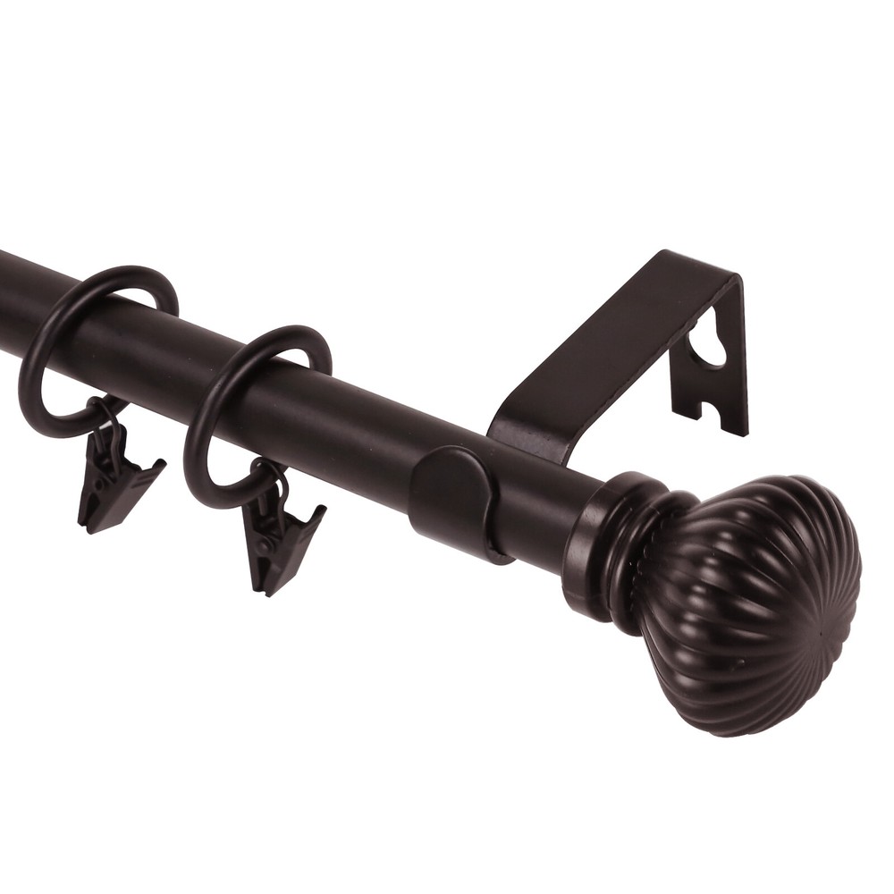 Round Urn Adjustable Single Drapery Curtain Rod Set 28"-48"/ 48"-84"/ 84"-120"