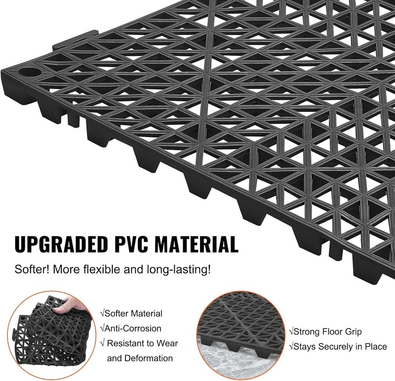 12-Pack 12x12 Interlocking Drainage Floor Tiles, Black gallery