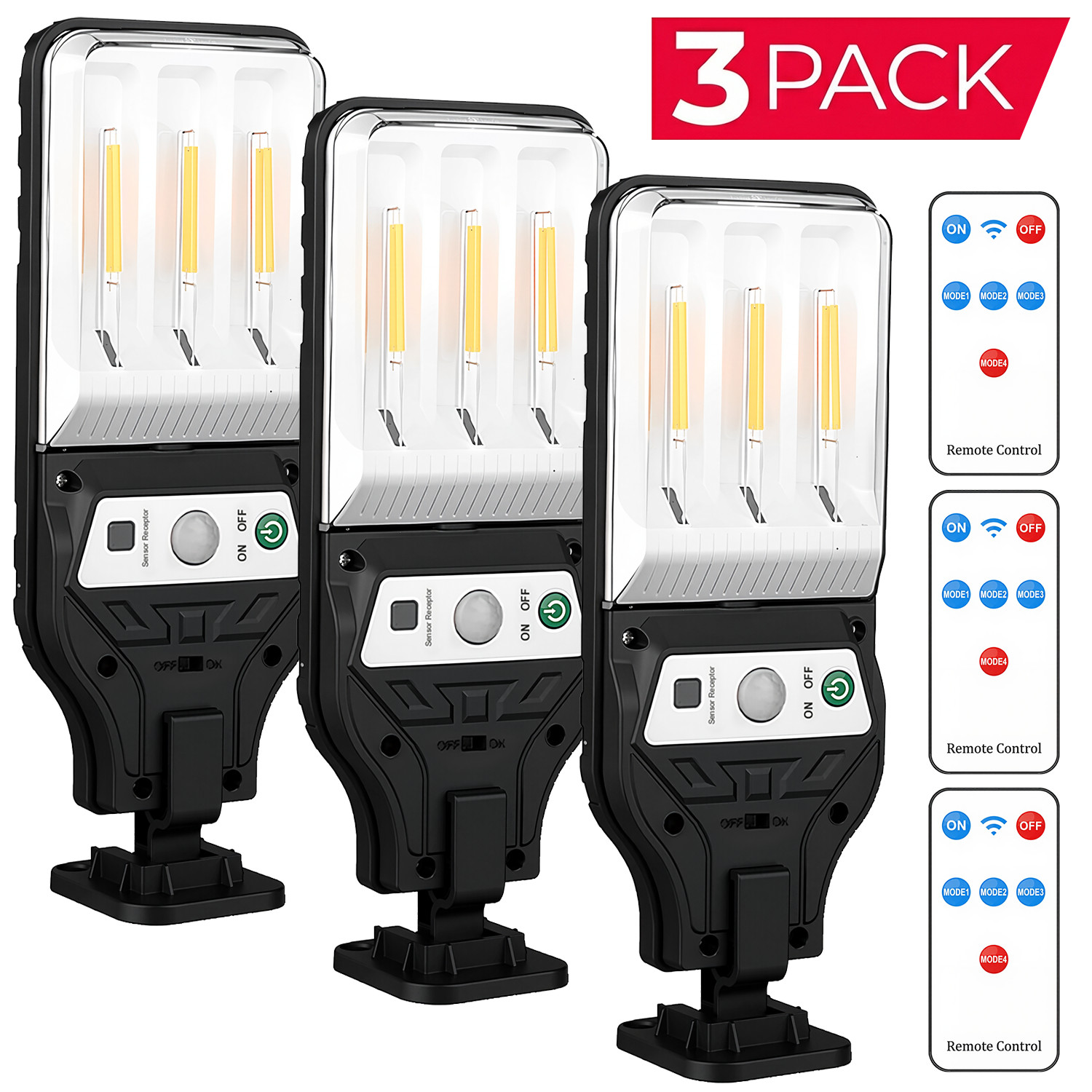 3PCS Outdoor Solar Wall Light LED Motion Sensor Bright Flood Street Lamp 3 Modes gallery