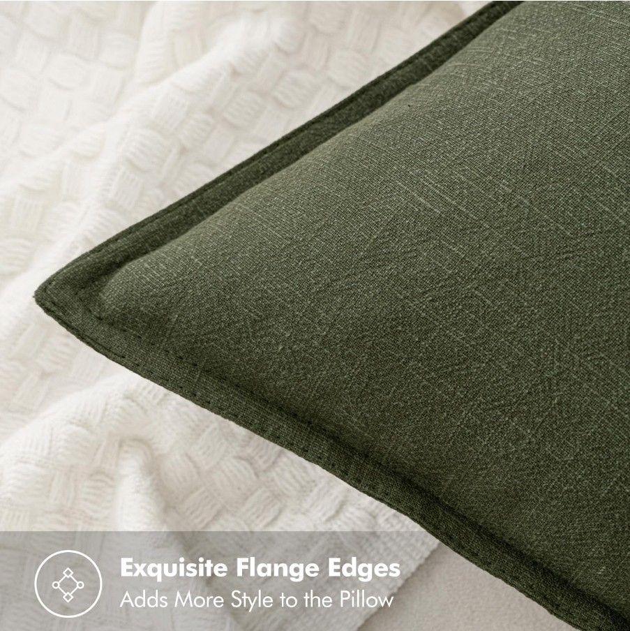 16x16 Inch MIULEE Decorative Linen Pillow Covers Dark Olive Green Boho gallery