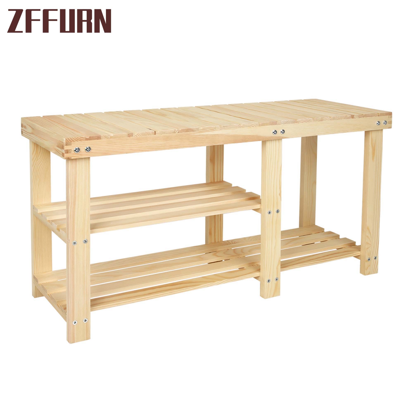 3 Tier Soild Wooden Shoe Rack Storage Bench Seat Shelf Organizer Unit Entryway gallery