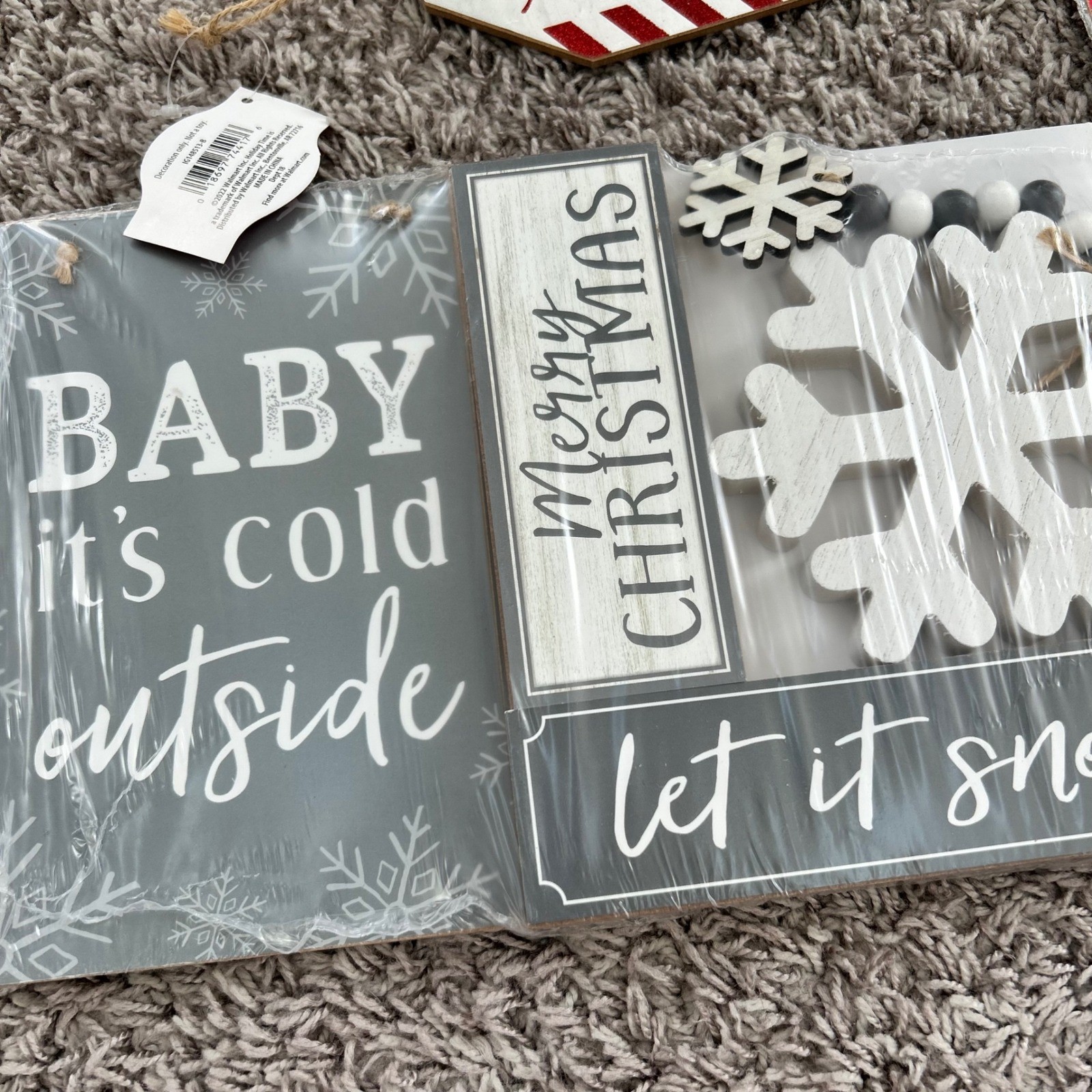 Holiday Time Christmas Decor Bundle Gingerbread Bakery Santa Tag Snowflake Signs gallery