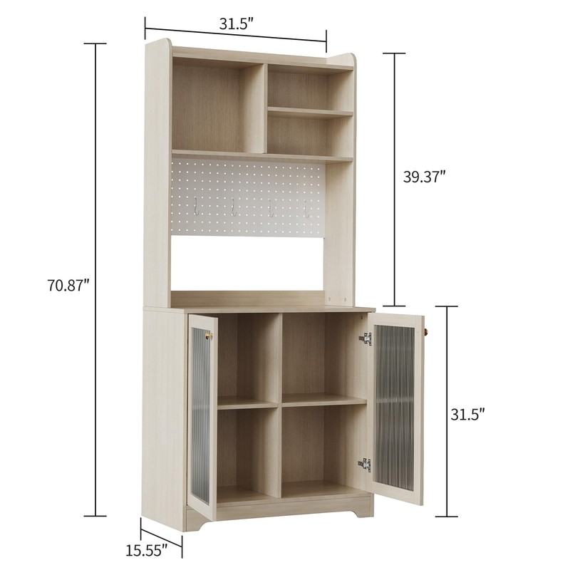 Farmhouse Kitchen Pantry Cabinet 71" Food Pantry Cabinet with Microwave Stand gallery