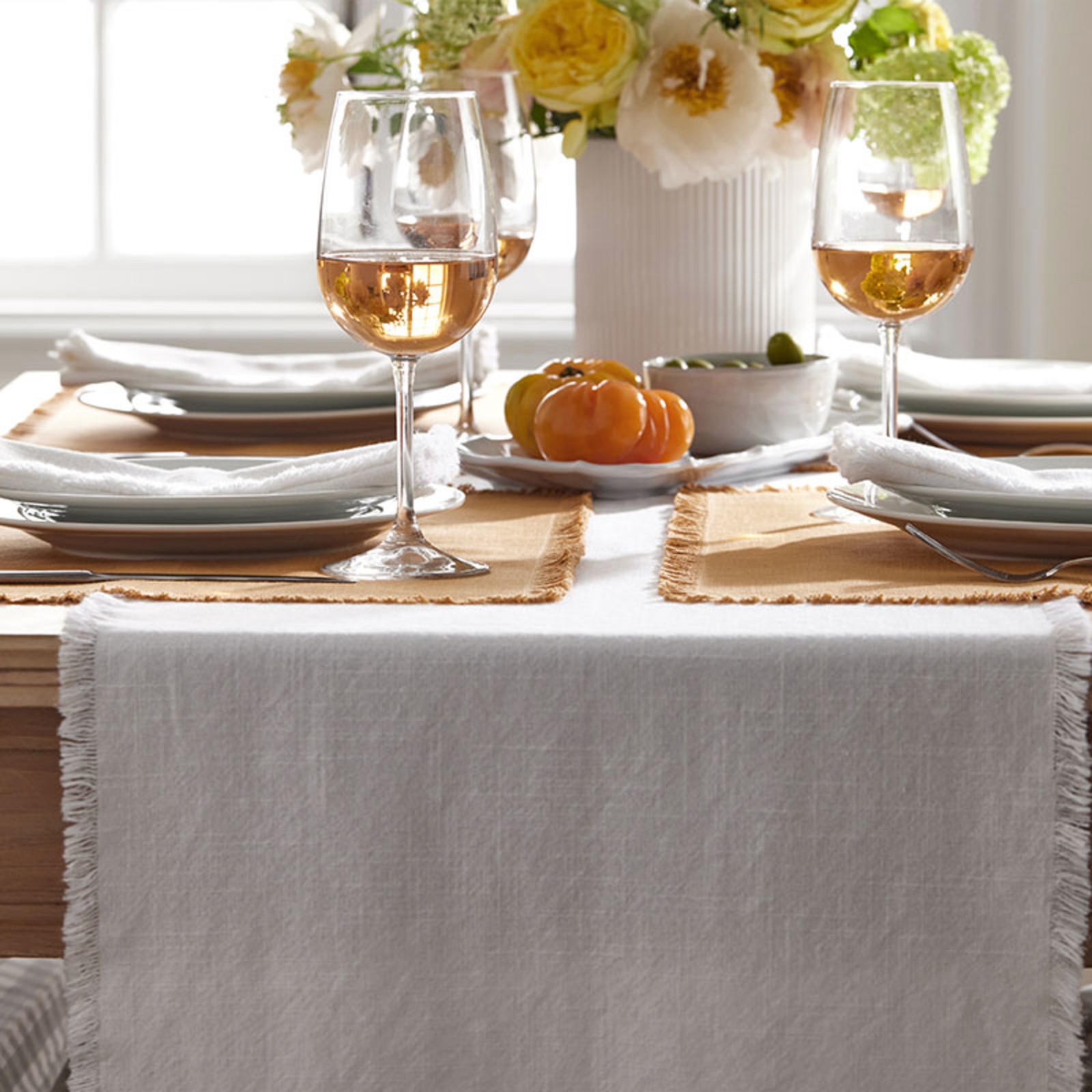 Solid Fringe Table Runner - White, 16 in. x 108 in.... gallery