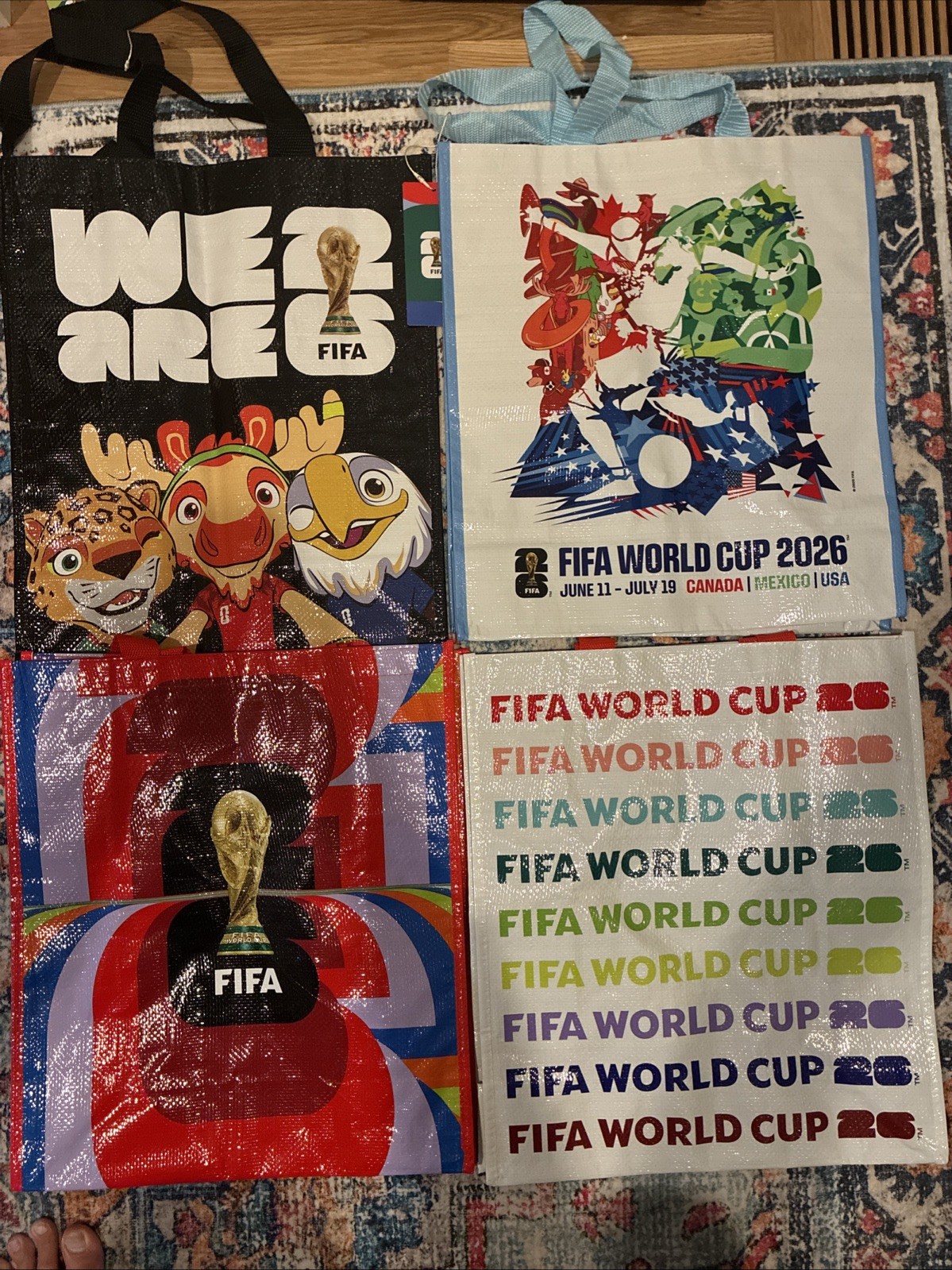 FIFA World Cup 2026 Reusable Shopping Tote Bag 4Pack gallery