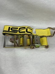 USCC 4”X20′ Ratchet Strap With Wire Hooks-Yellow 5400 Lb Work Load