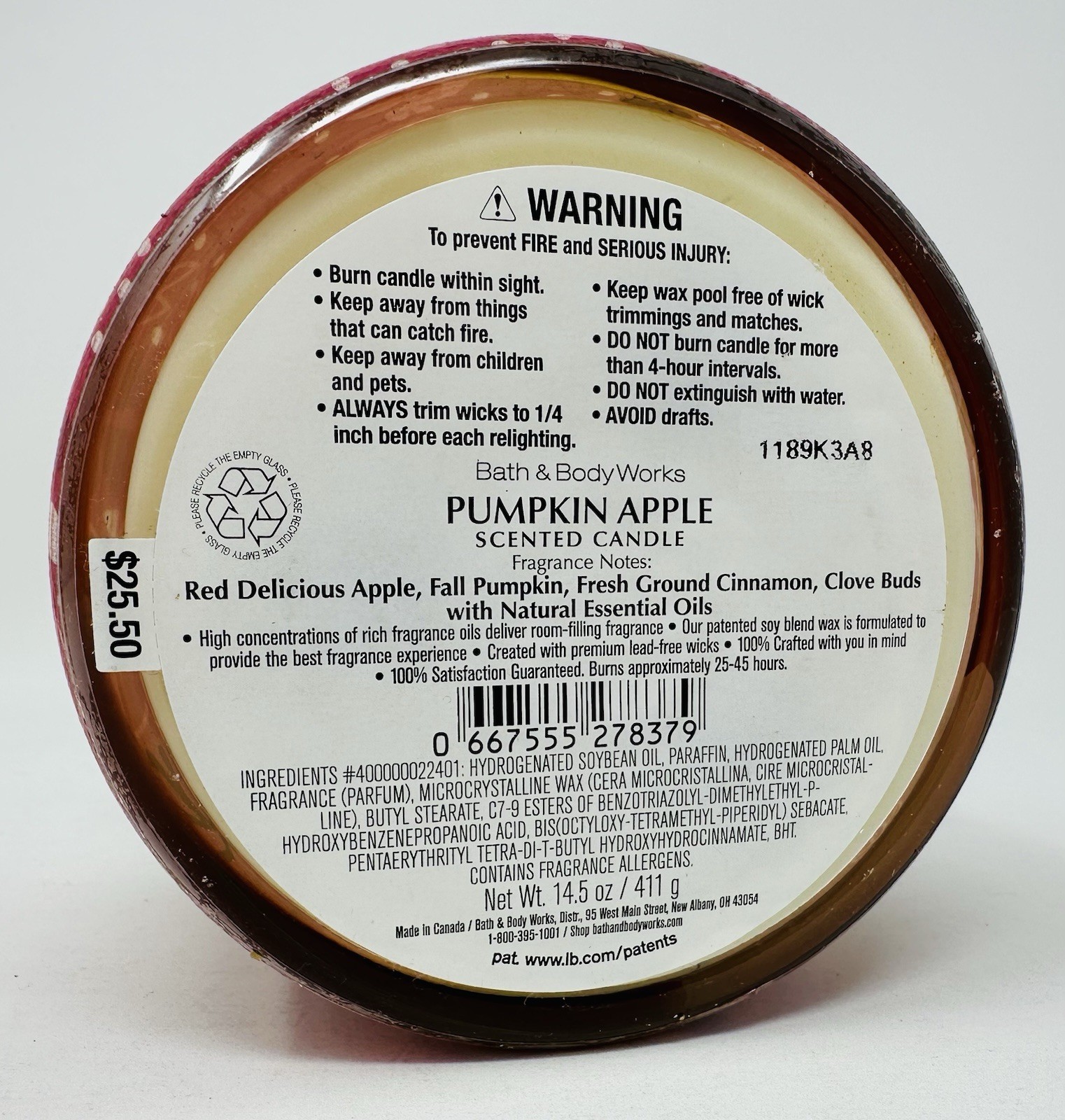 PUMPKIN APPLE BATH & BODY WORKS LARGE SCENTED 3-WICK 14.5 OZ FILLED FALL CANDLE gallery