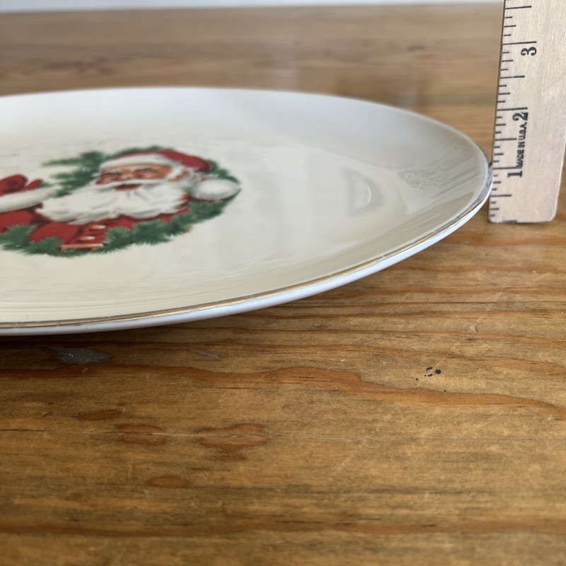 Royal Devon Santa Serving Platter Oval Silver Rim Made In USA About 14” x 10.5” gallery