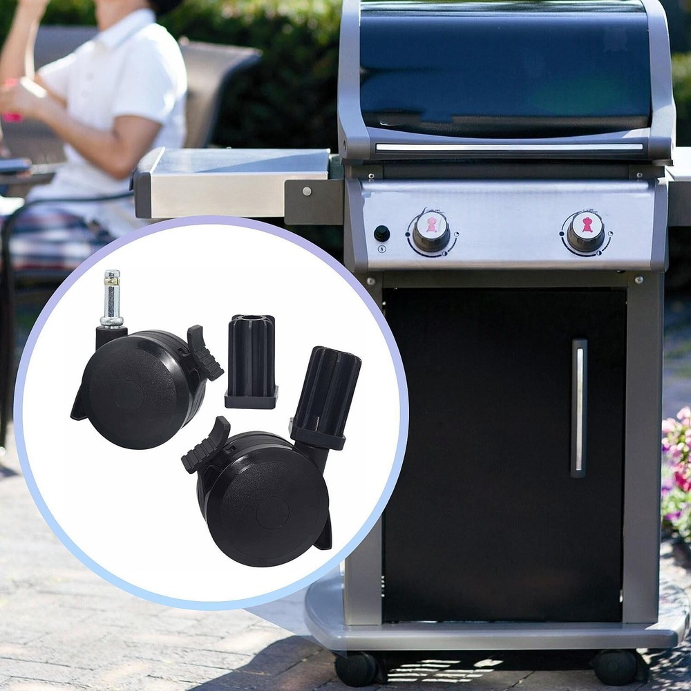 2Pcs Locking Casters BBQ Grill Part 70360 Hiking Porch Camping Barbecue
