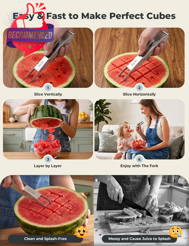 Watermelon Cutter Retractable Fork 1 Pack - Easy Slice & Serve gallery