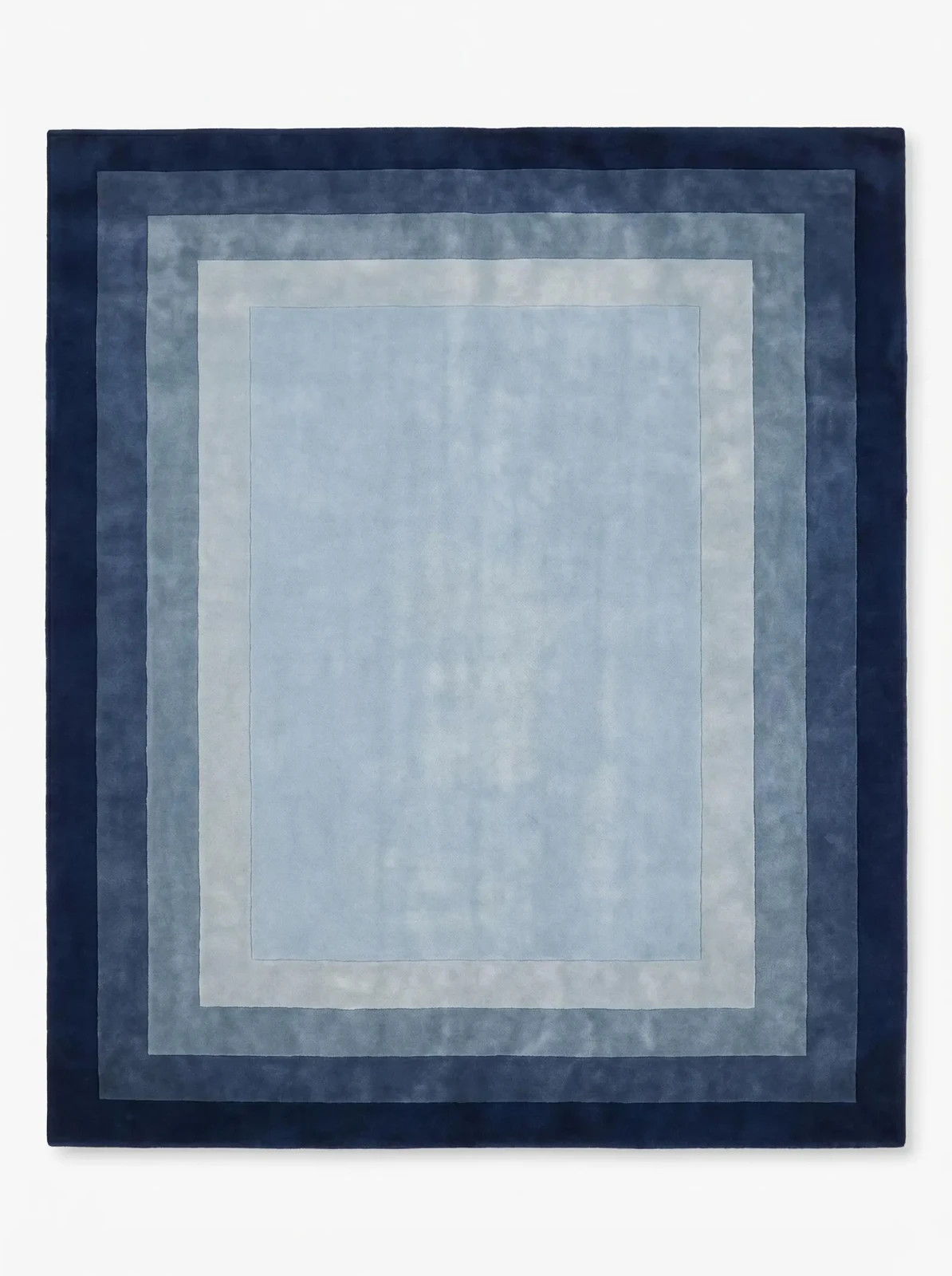 Premium Handmade Wool Rug Blue Ombre Border Tufted Rug, Handmade Wool Area Rug, gallery
