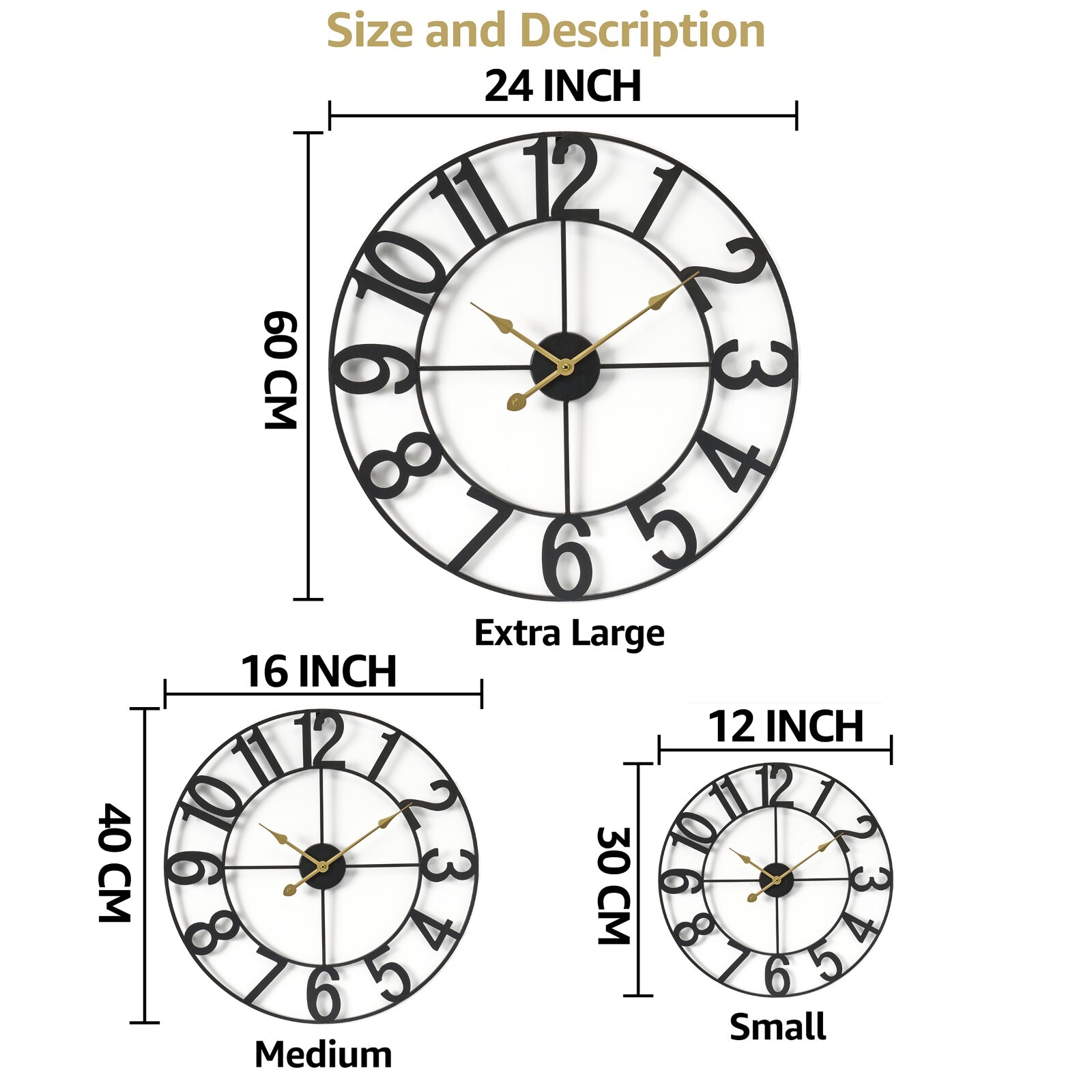 Sorbus Large 16inch Round Analog Wall Clock Battery Operated Numeral Style gallery