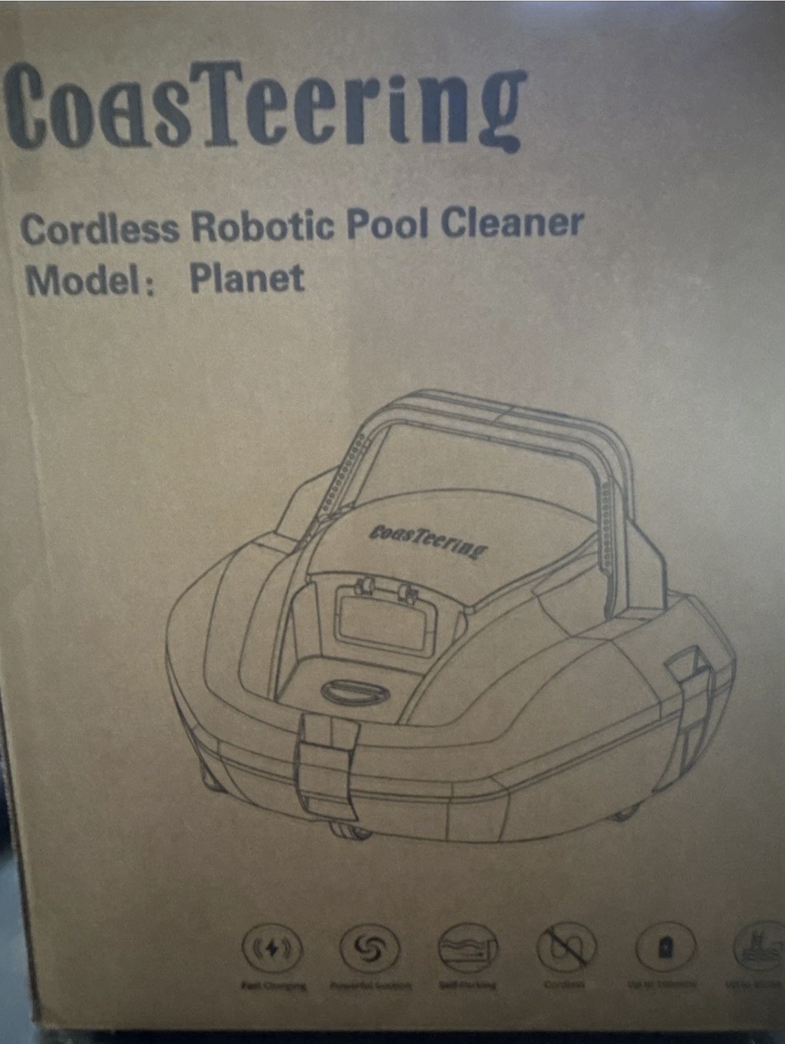CoasTeering Cordless Robotic Pool Cleaner, Model Planet, 100min Runtime, White gallery