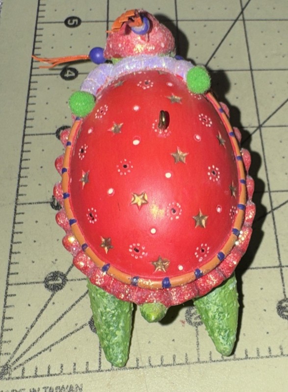 Whimsical Green Sea Turtle Red Shell With Beanie & Scarf Ornament Krinkles? gallery