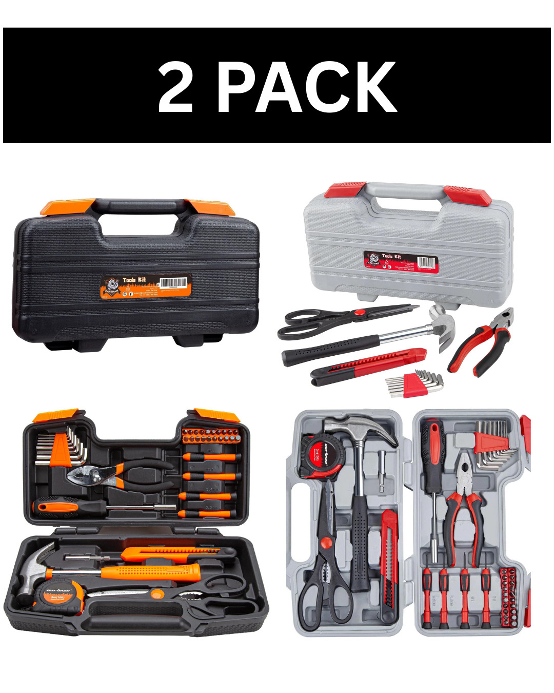 CARTMAN 39 Piece Tool Set 2 Pack With Plastic Toolbox Orange and Red gallery