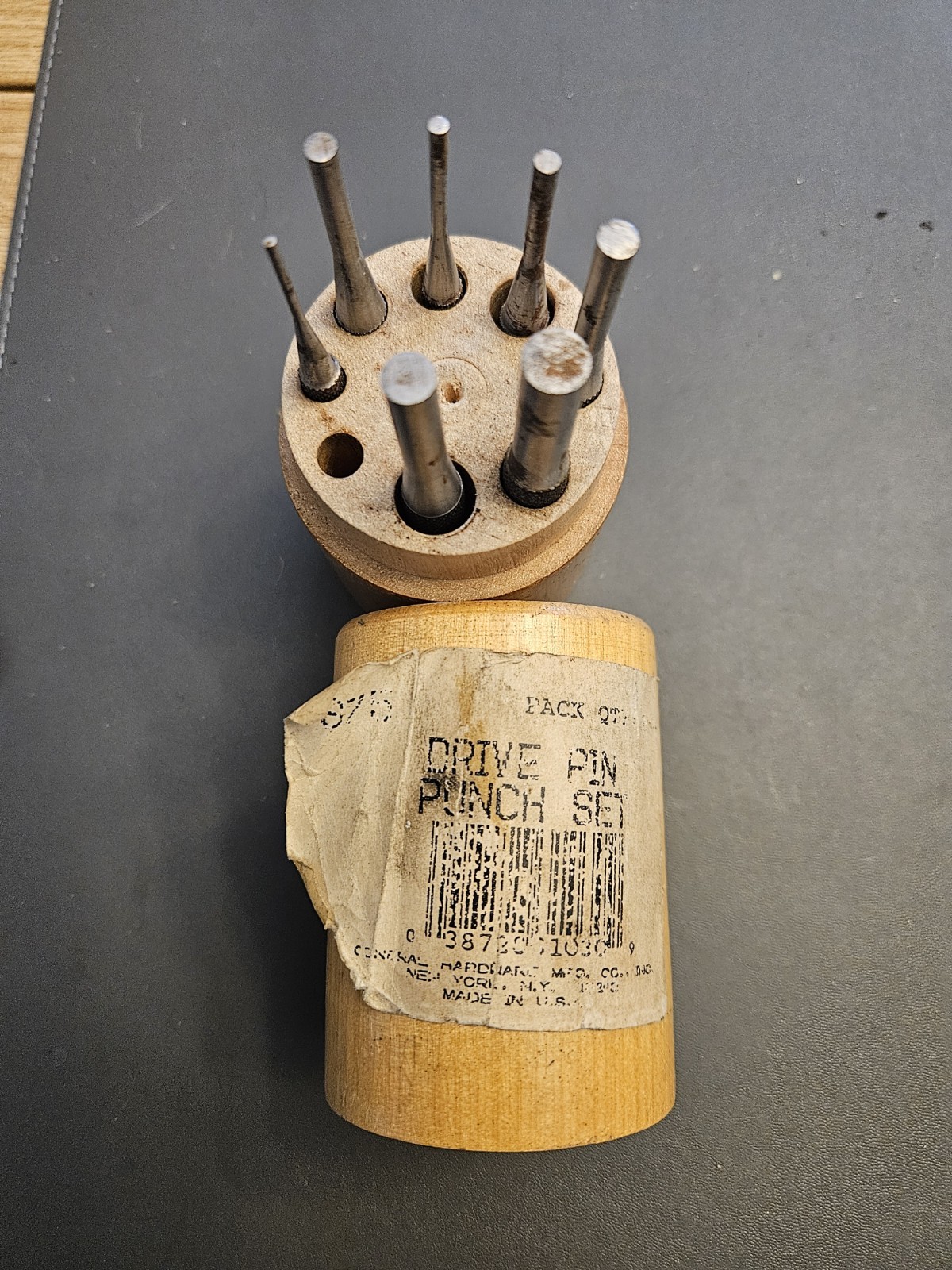 GENERAL TOOLS NO. S-75 7 PIECE DRIVE PIN PUNCHES IN WOOD BOX 1/16" - 5/16" USA gallery