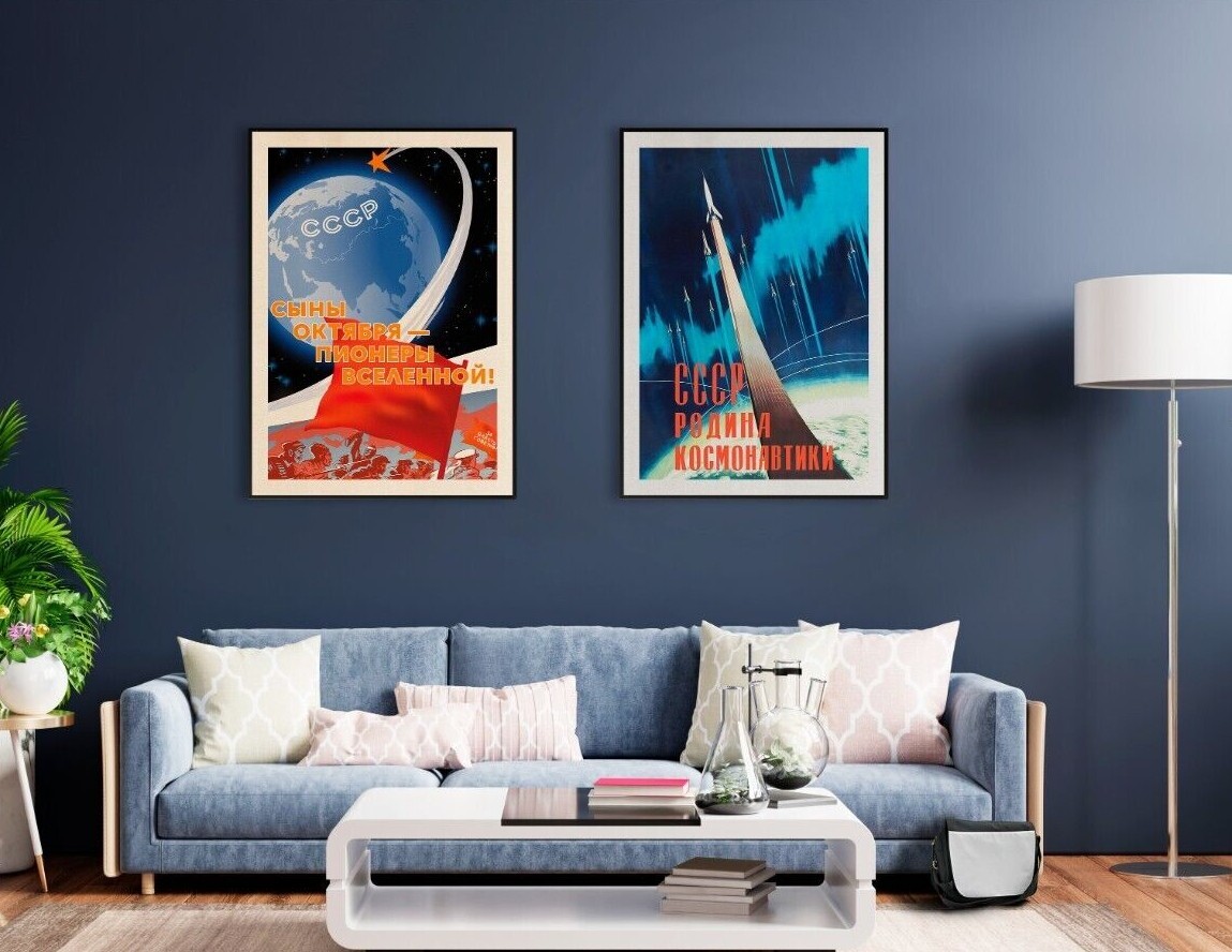 Soviet space, USSR 1960s — Soviet vintage space poster, retro soviet art print gallery