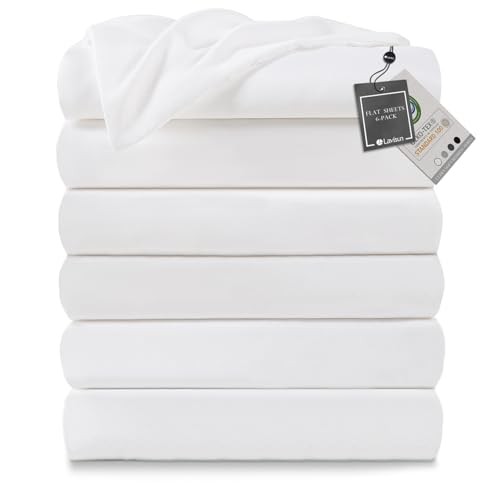 Flat Sheets Pack,Brushed Microfiber Bed Sheets, Soft & Queen 6 White gallery