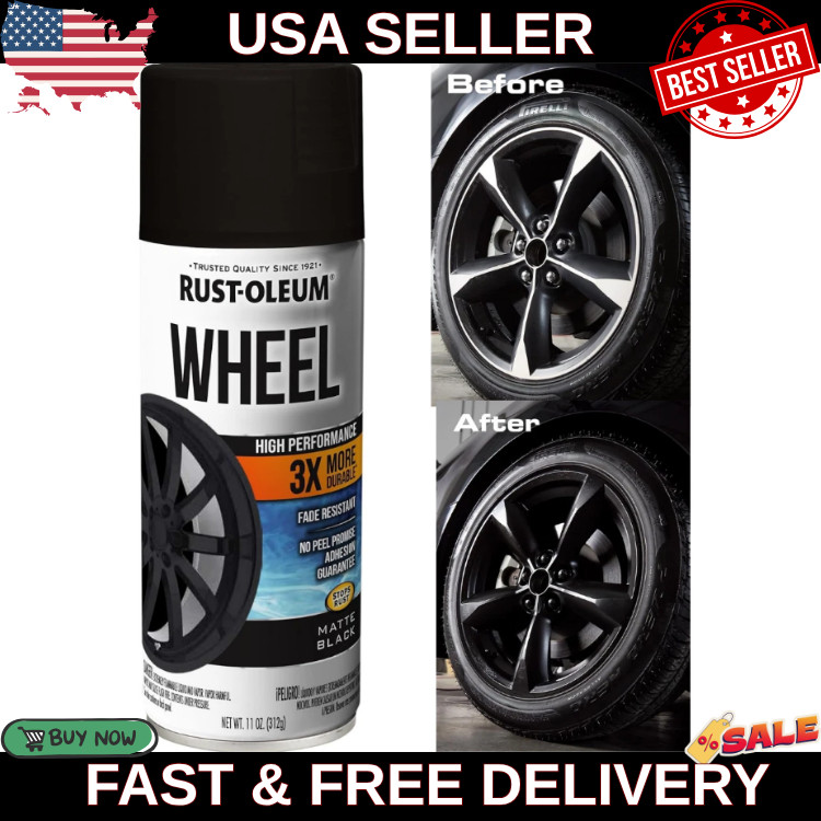 Matte Black Wheel Rim Spray Paint 11oz High Performance Coating for Car Truck US gallery