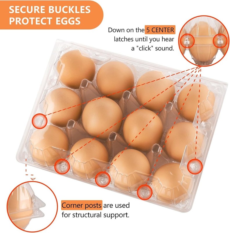 60 Pack Clear Plastic Egg Cartons, Reusable Stackable Egg Containers for Farm... gallery