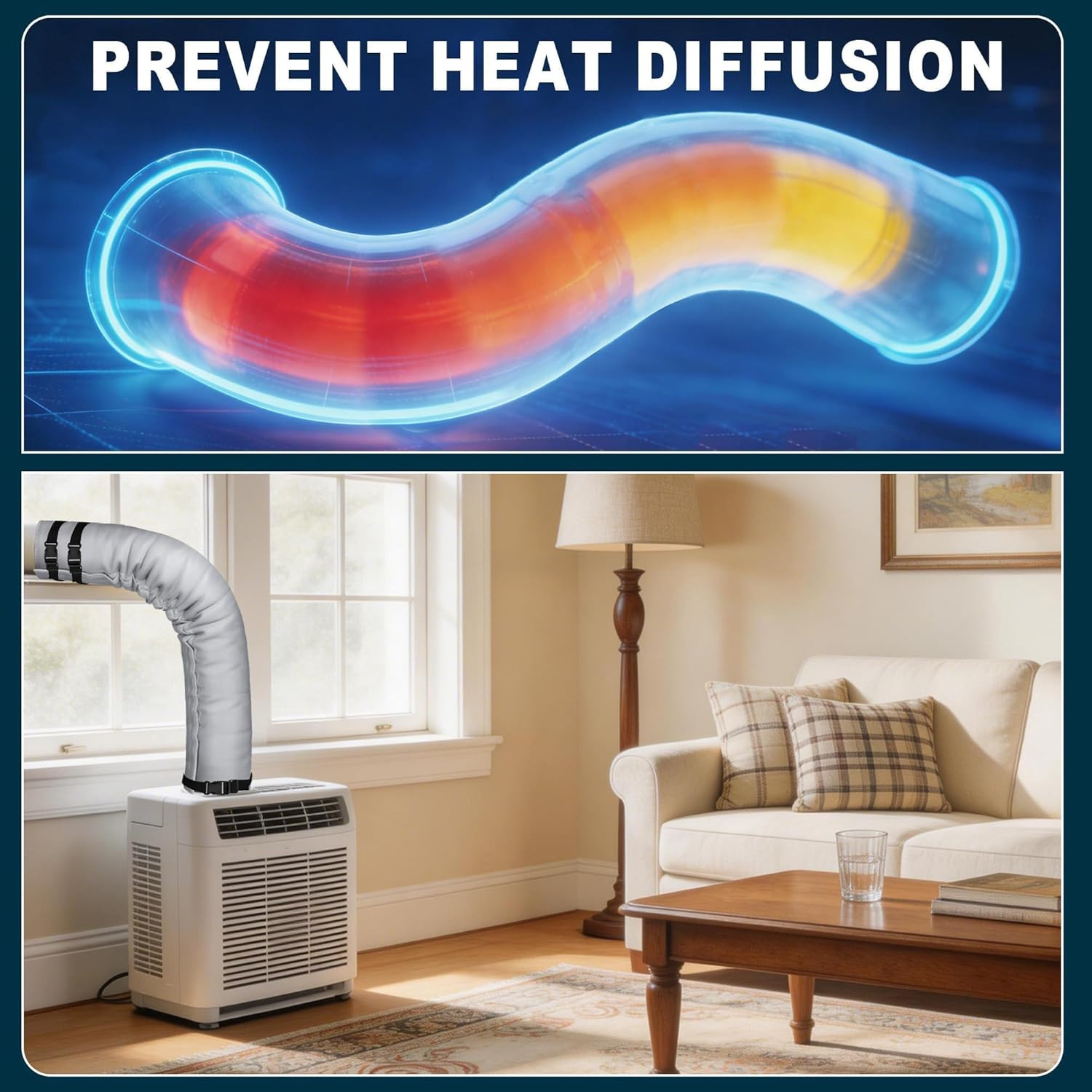 Air Conditioner Hose Cover Wrap, Portable AC Hose Insulation Sleeve Fits for 5" gallery