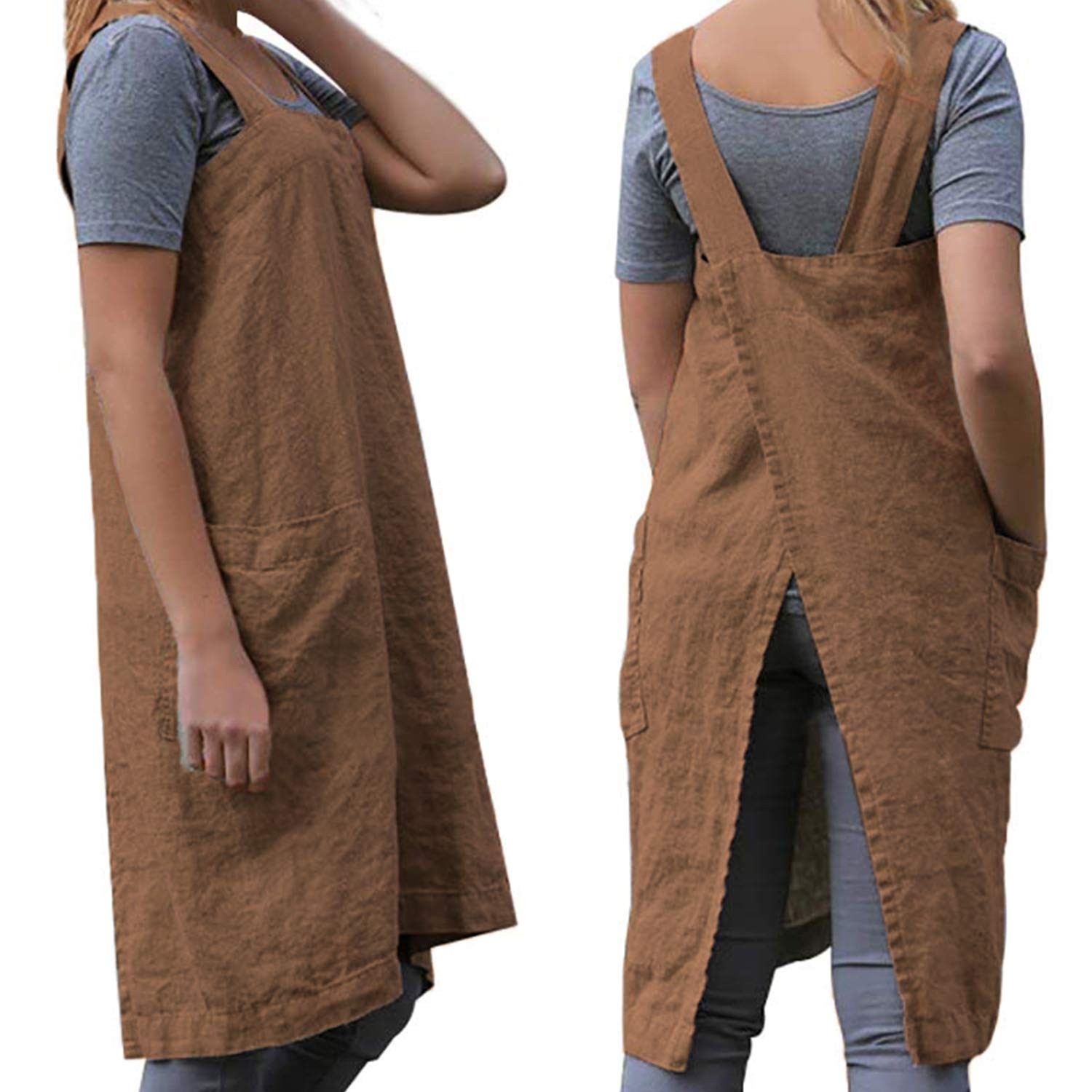 Cross Back Apron with Pockets Kitchen Cooking Gardening Apron gallery