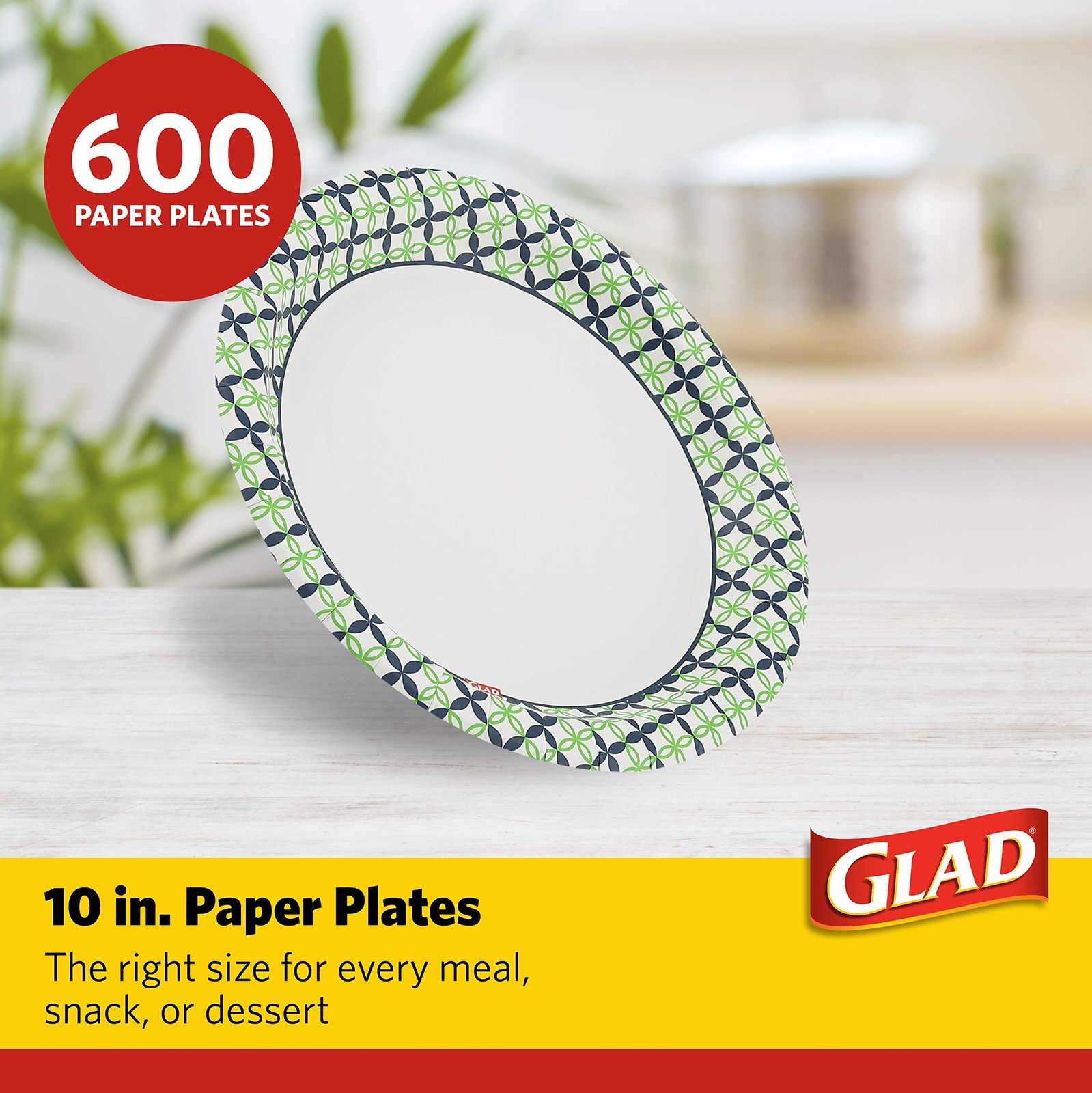 Glad Round Disposable Paper Plates Happy Daisies Pattern - Strong Sturdy Soak gallery