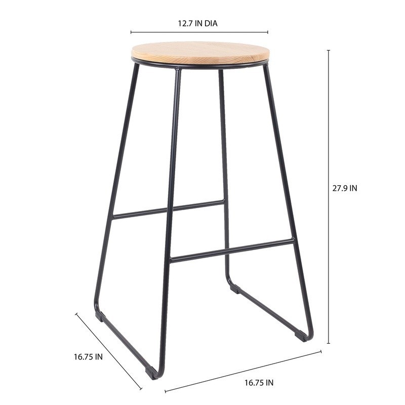 Modern Backless Stool 28 Inch Kitchen Dining Bar Rubberwood Steel Stackable New gallery