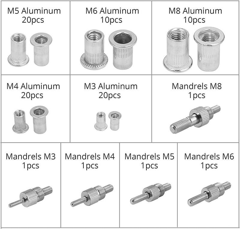 86pc Threaded Nut Rivet Gun M3-M8 Insert Tool Riveter Rivnut Setter Riveting Kit gallery