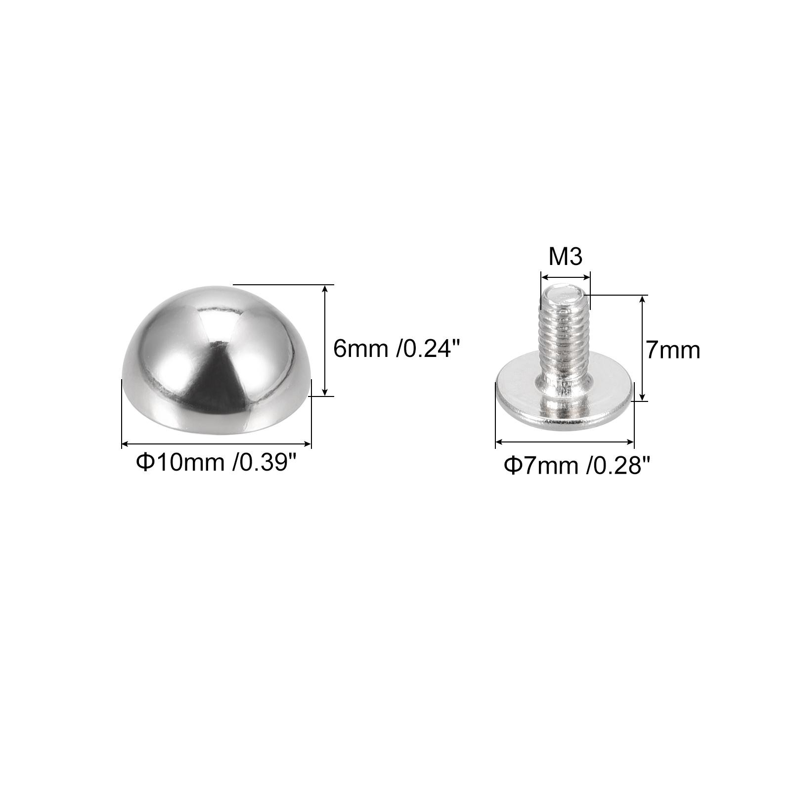 20 Sets 10x6mm Screw Back Rivets Solid Round Head Leather Studs Silver gallery