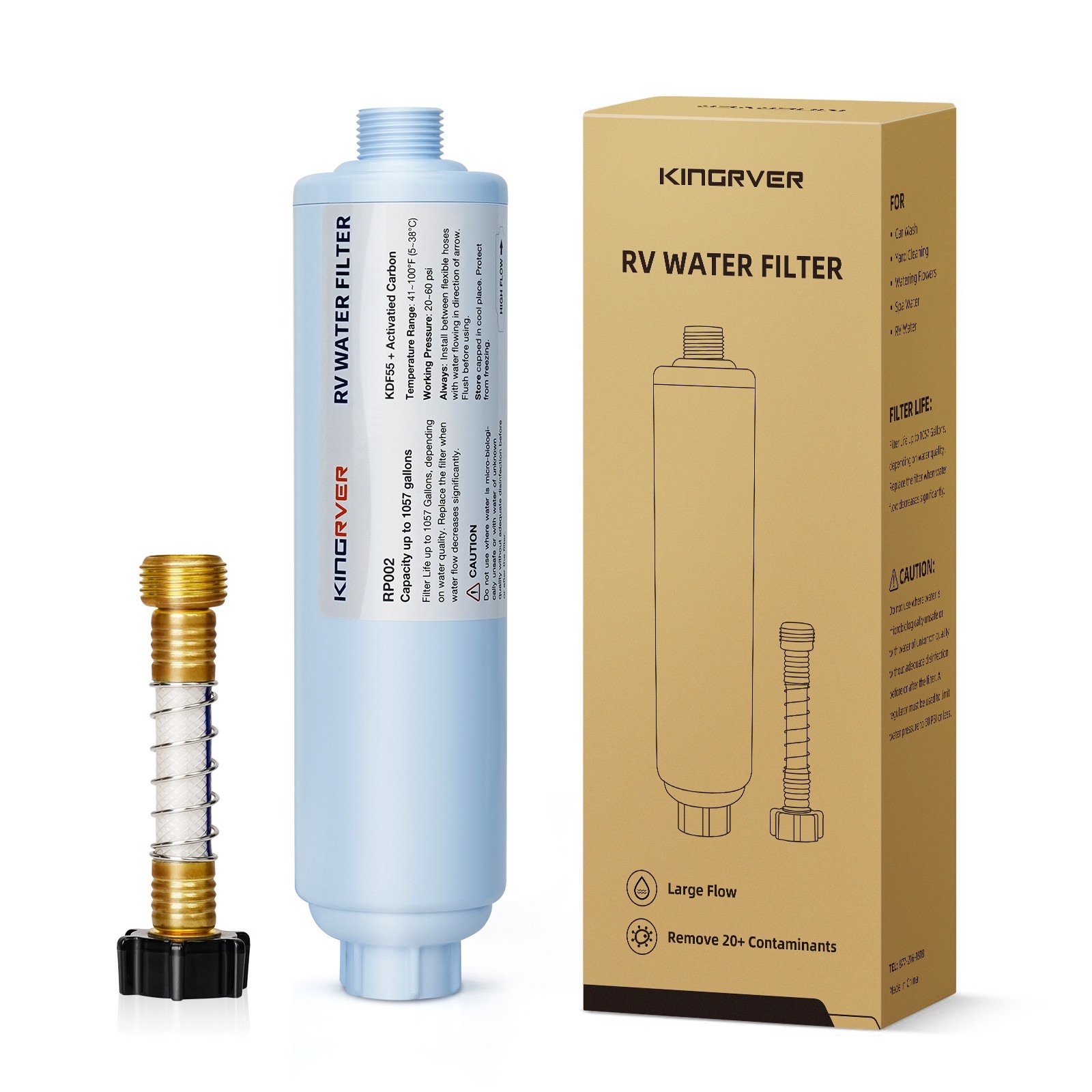 1 Pack Inline Water Filter with Hose Protector for 3/4" Garden Hose, RV, Camper gallery