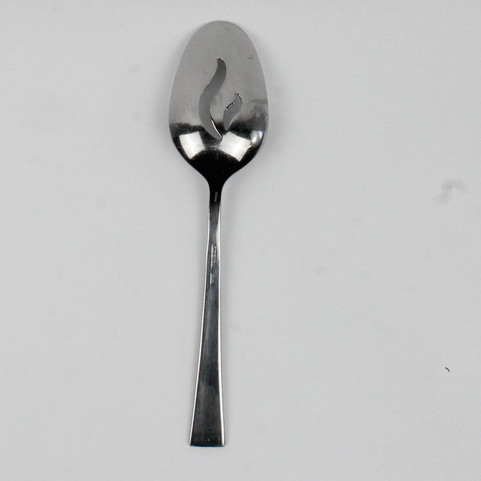 Oneida Silver Purity Pattern Pierced Serving Spoon 18/0 Stainless 8.25 Inches gallery