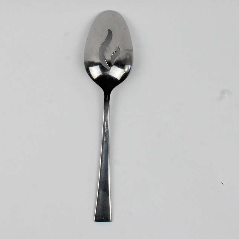 Oneida Silver Purity Pattern Pierced Serving Spoon 18/0 Stainless 8.25 Inches gallery