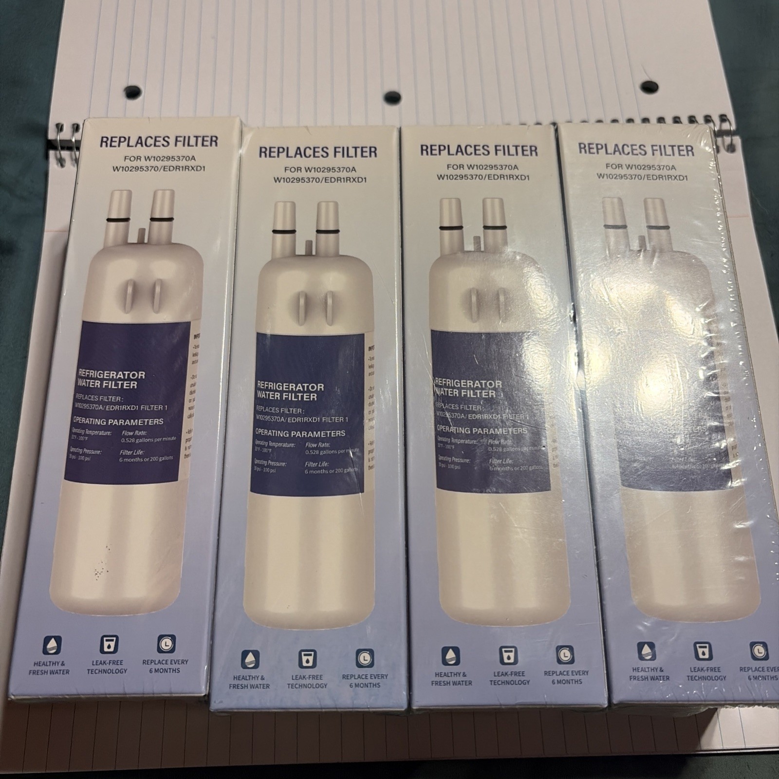 4 Pck Fridge Filter - EDR1RXD1, W10295370A, Filter 1, 46-9081, 46-9930, KAD1RXD1 gallery
