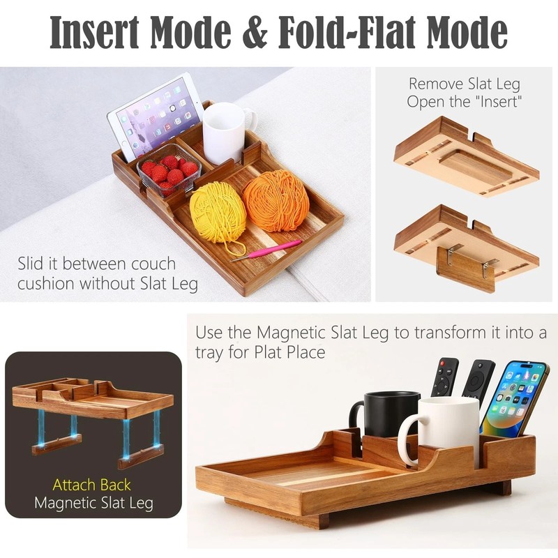 Couch Tray Insert with Cup Holder,2-in-1 Insert & Flat Sofa Organiz... gallery