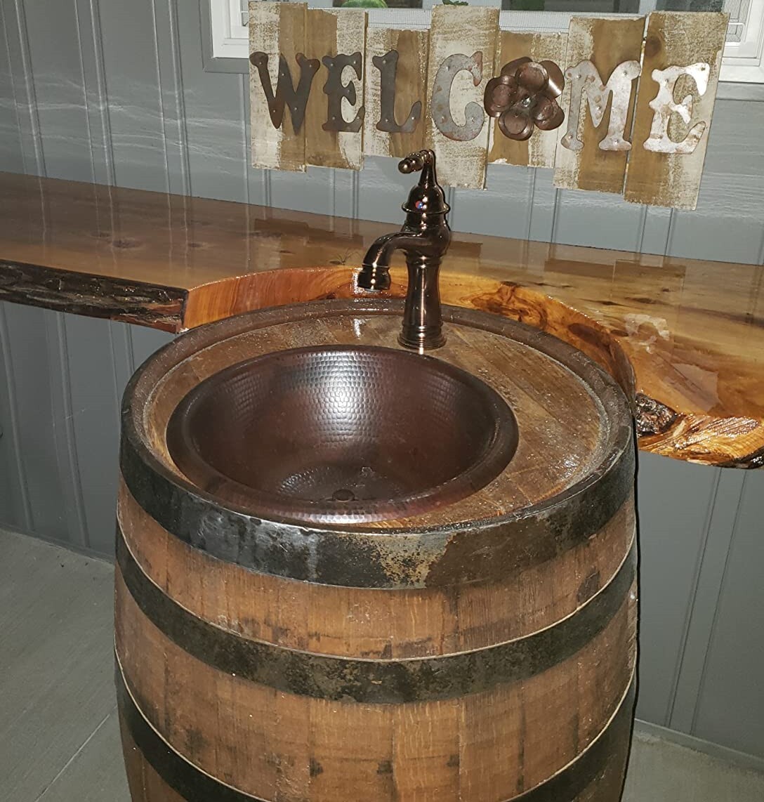 15" Round Copper Drop in Bathroom Sink gallery