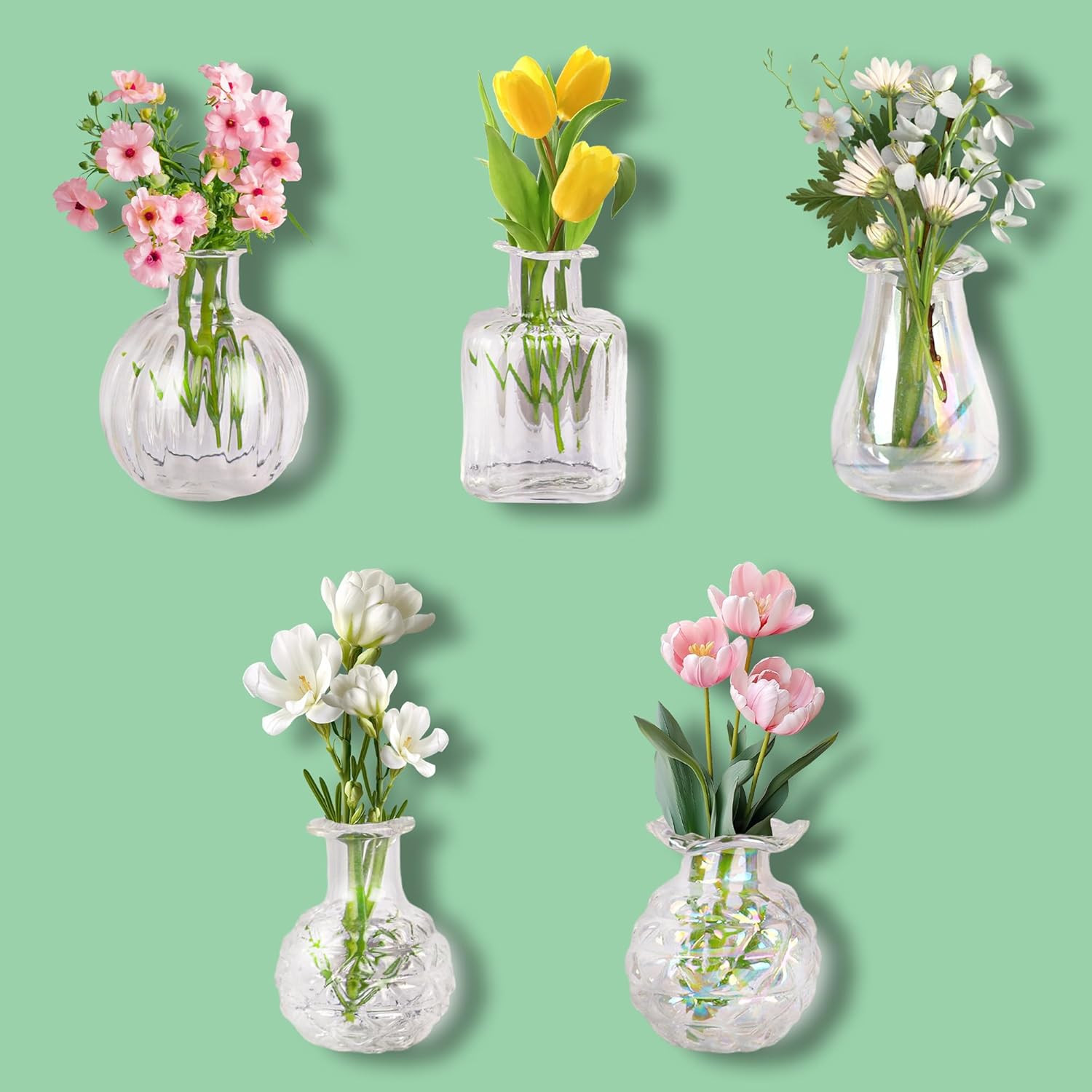 Cute Mini Vase Magnets for Fridge, Tiny Plant Glass Vases with Flowers, Magnetic gallery