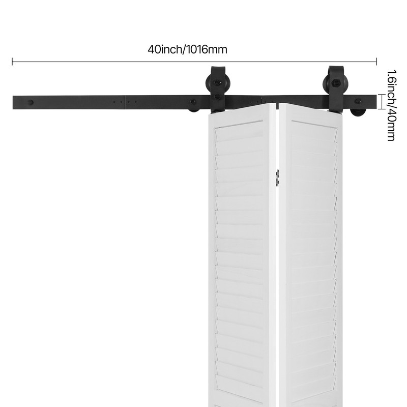 Bi-Folding Sliding Barn Door Hardware Track Kit 40" for Two 18" Doors gallery