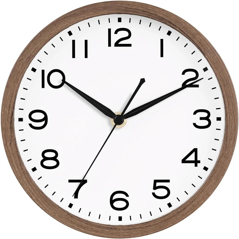 Chic 10-Inch Walnut Grain Wall Clock - Silent Quartz Movement for Modern Spaces gallery