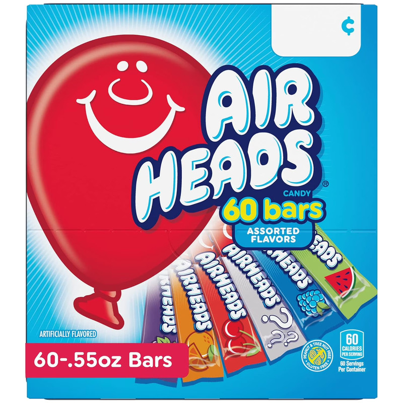 Airheads Chewy Candy Bars, Assorted Flavors, Nut Free, Regular Size, 33 oz, 60 C gallery