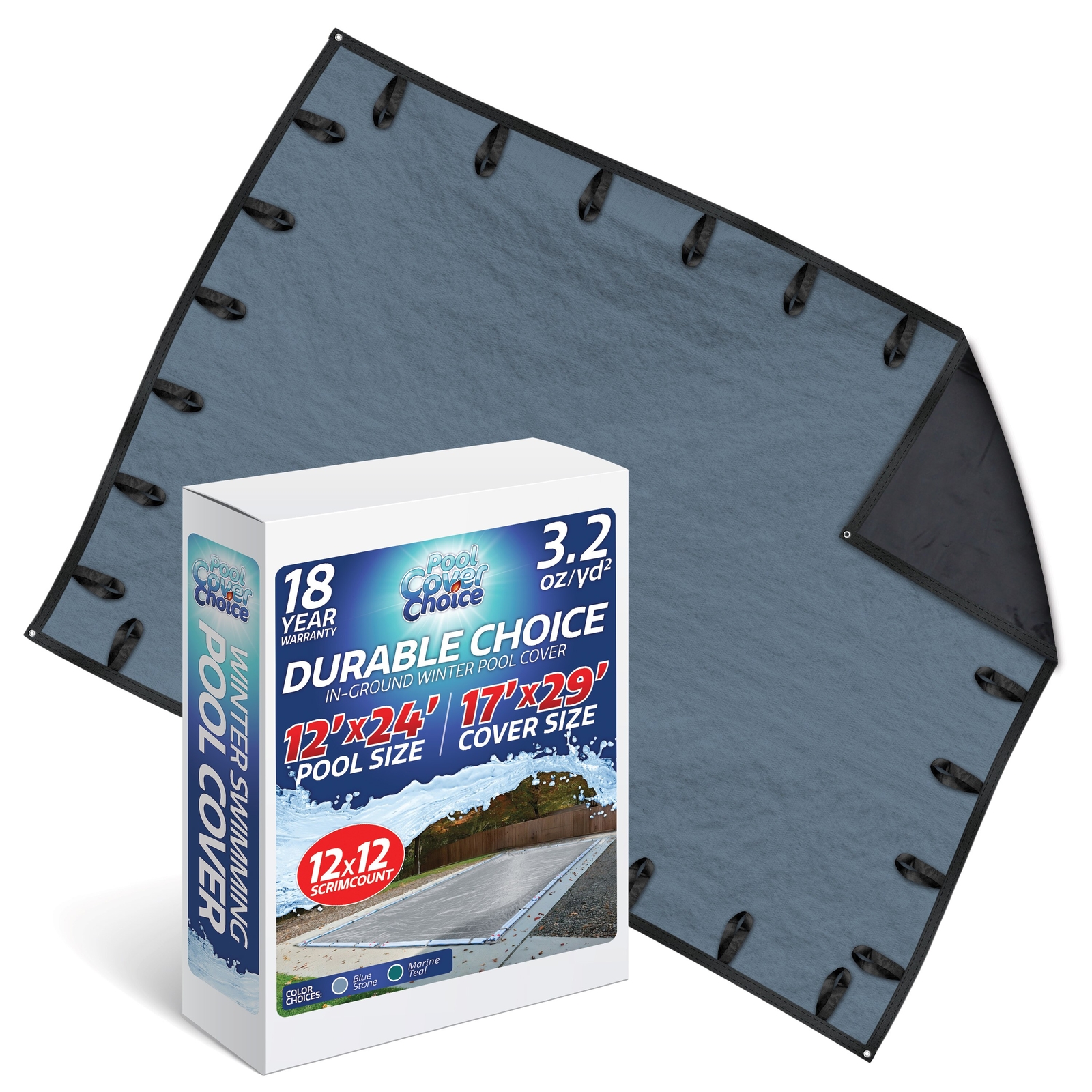PoolCoverChoice Winter Swimming Pool Cover for 12 ft x 24 ft Rectangular Pool gallery