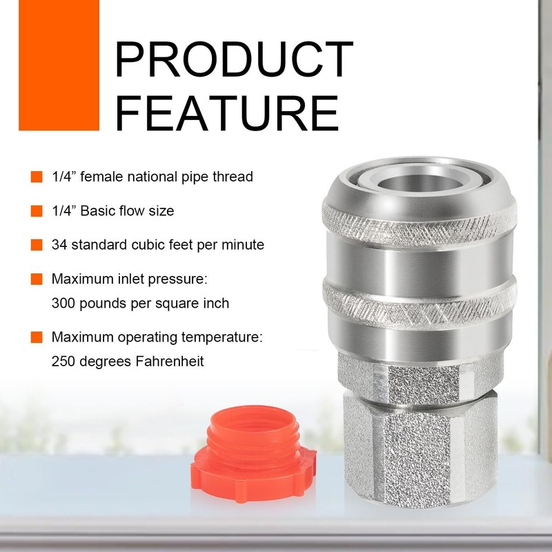 S775 A-Style Air Coupler Push Type 1/4" FNPT NPT Female Pack of 4 gallery
