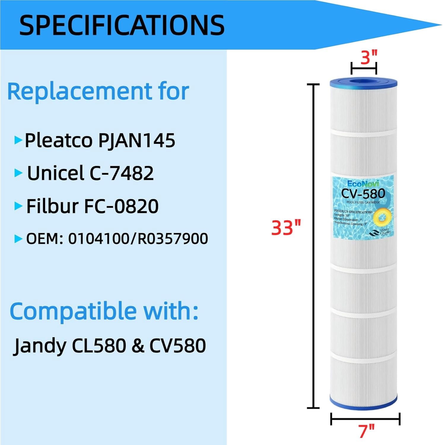 CV580 Filter 4-Pack, Jandy CL580/CV580, A0104100/R0357900/PJAN145, 580 Sq.Ft gallery