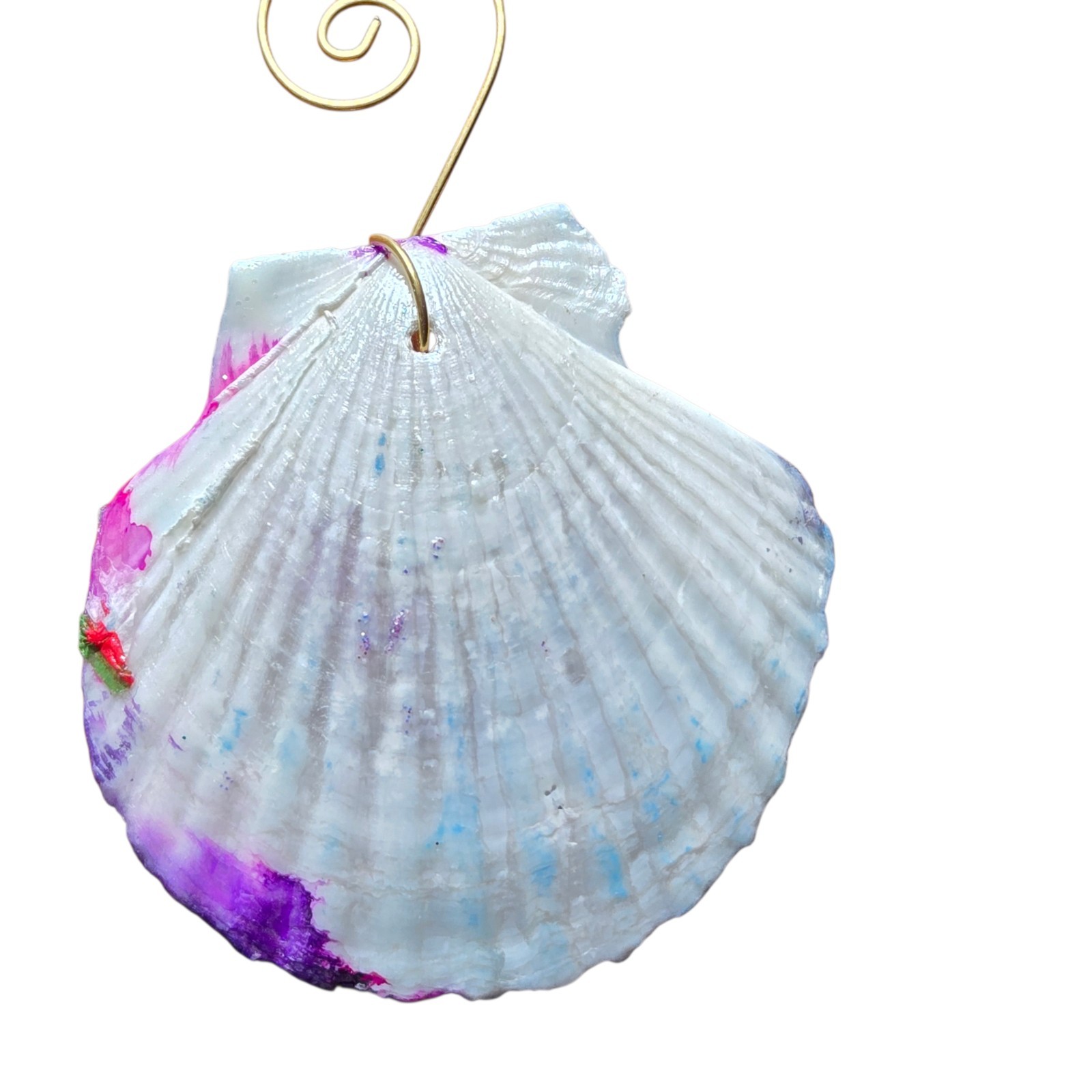 Handmade Alcohol Ink Seashell Decor Resin Sealed Hanging Coastal Boho Ornament gallery