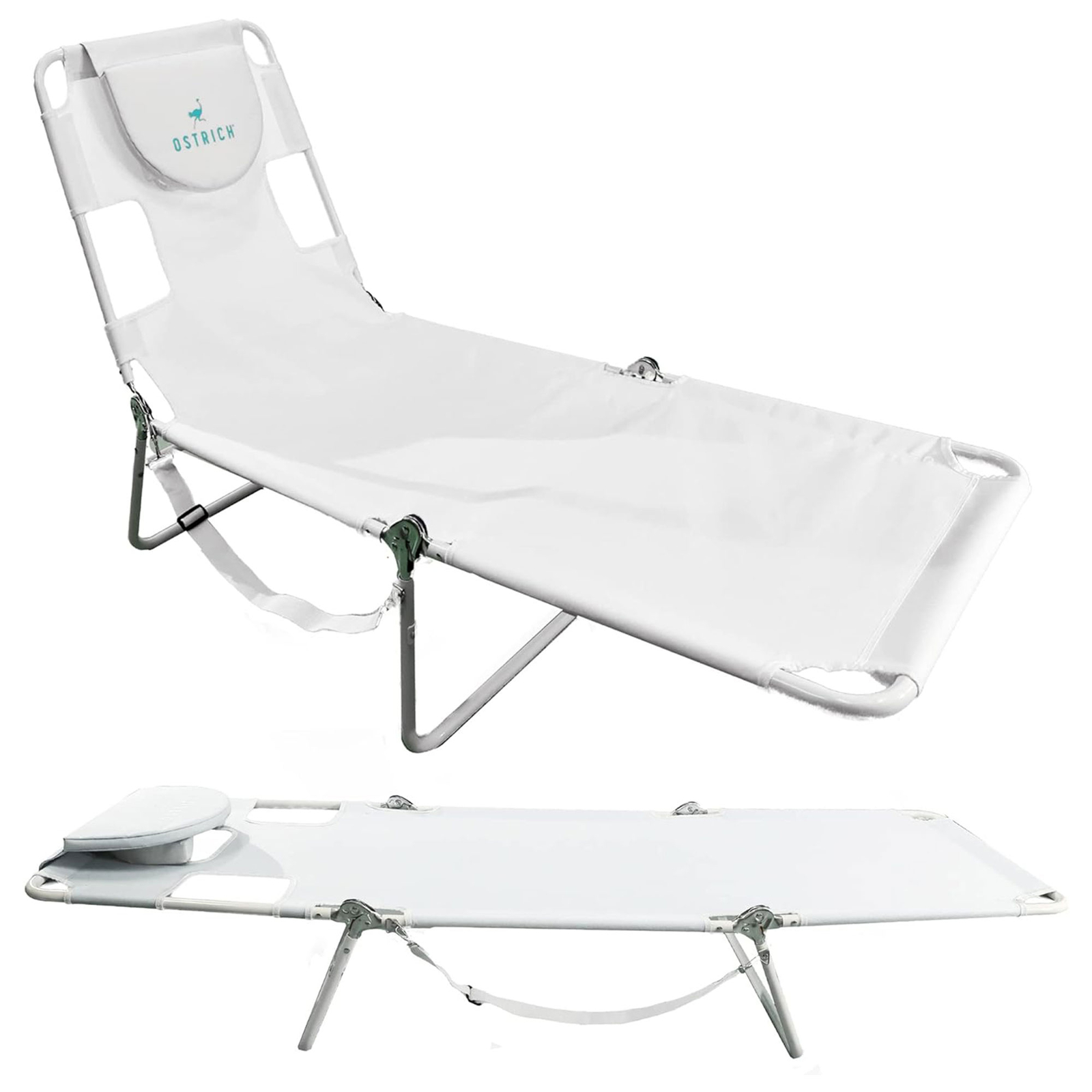 Ostrich Lounge Versatile Facedown Beach Tanning Chair, White (Open Box) gallery