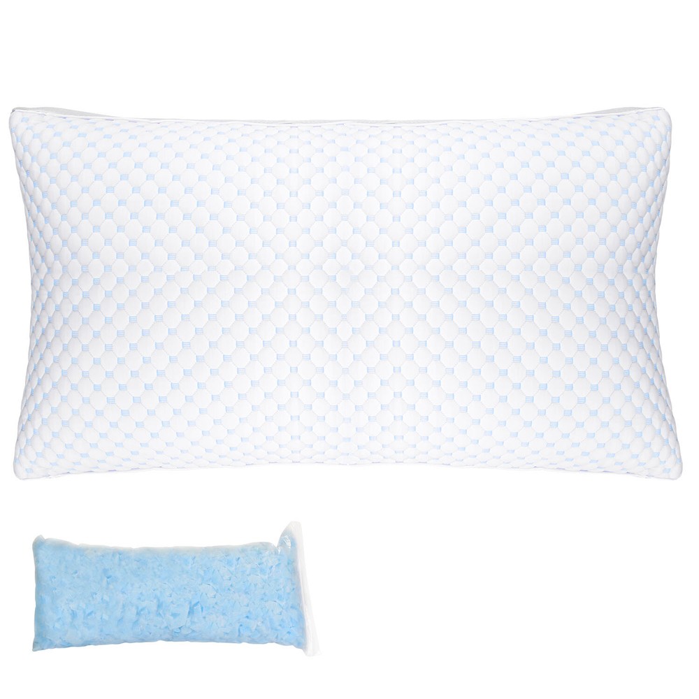 Cool Bamboo Pillows 2 Pack Adjustable Shredded Memory Foam Pillows King or Queen